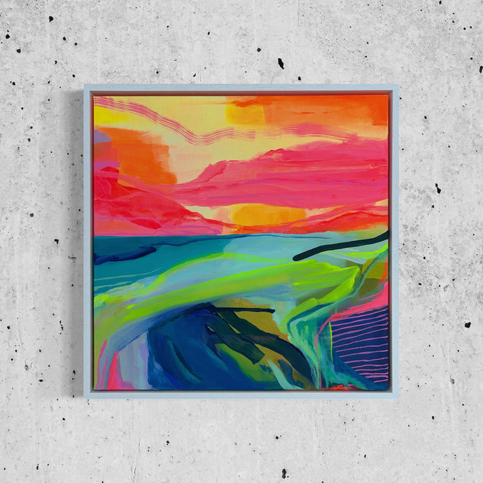 Colorful abstract painting on a textured wall